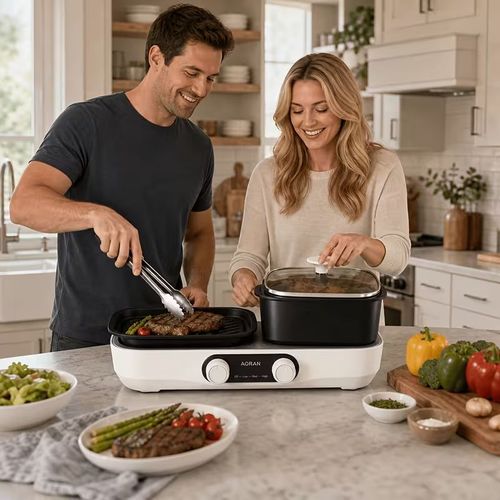 Multifunction 2-in-1 Cooking Power Electric Grill Pot for Soups and