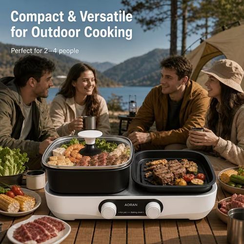 Multifunction 2-in-1 Cooking Power Electric Grill Pot for Soups and