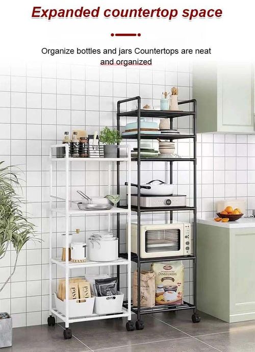🔥🔥🔥Multi-tier storage shelving unit with sliding casters.👇