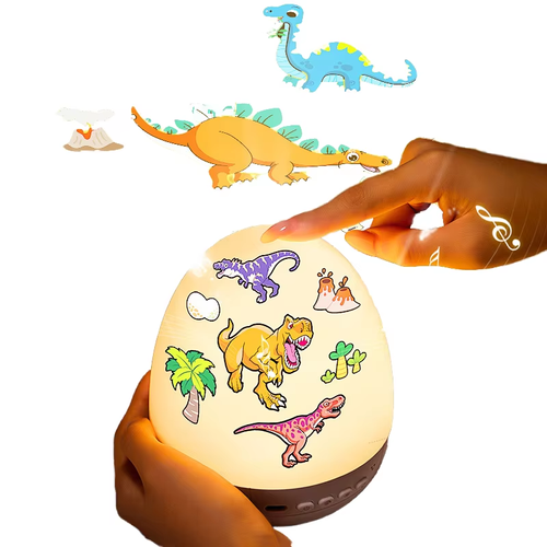 AWESOME GIFT Cartoon Dinosaur Egg Projection Lamp 6 Slides Dinosaur World Universe Animal Holiday Music Project Light