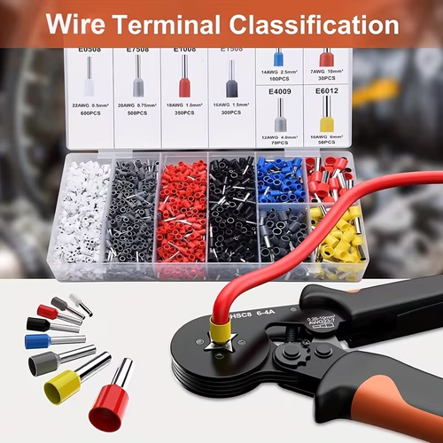 UMLIFE Ferrule Crimping Tool Kit with 1250 Wire Connectors, Insulated VE Tubular Crimp Terminals