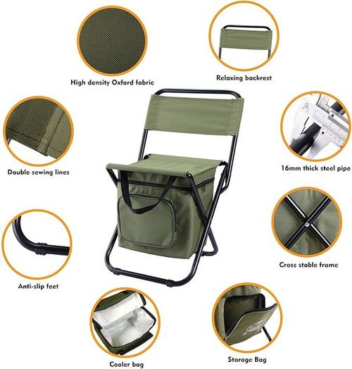 🔥Portable folding outdoor camping chair with cooler bag