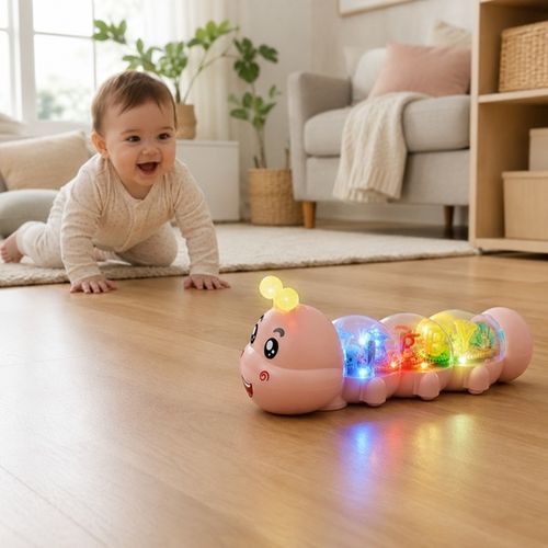 🏃 🐛🔄🧠❤️🐛Crawling Toy, Caterpillar Design Tummy Time Toy with Light & Music Musical Light Up❤️❤️