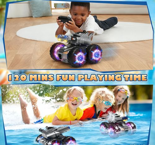 Amphibious Remote Control Armored Tank Toy (120mins Playtime)