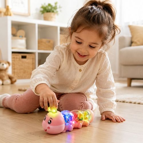 🏃 🐛🔄🧠❤️🐛Crawling Toy, Caterpillar Design Tummy Time Toy with Light & Music Musical Light Up❤️❤️