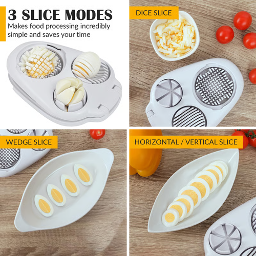 3-in-1 Premium Stainless Steel and Plastic Egg Cutter Petal Slicers for Home Cooking Modern Style Premium Egg Tools