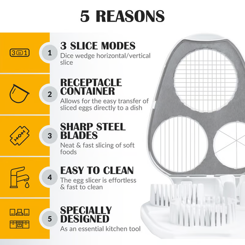 3-in-1 Premium Stainless Steel and Plastic Egg Cutter Petal Slicers for Home Cooking Modern Style Premium Egg Tools