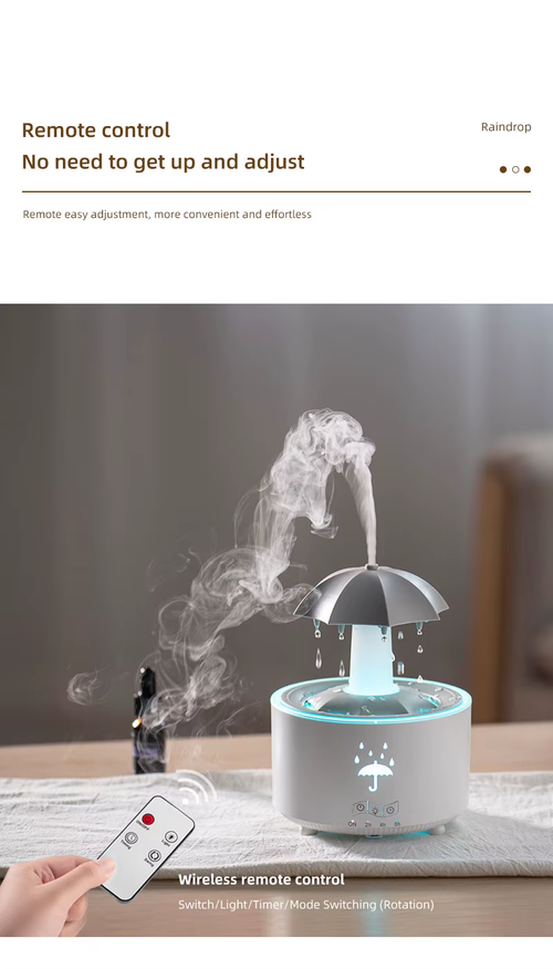 New Design Rotating Water Drop Aroma Diffuser Portable Home LED Lamp Ultrasonic Humidifier With Remote Control