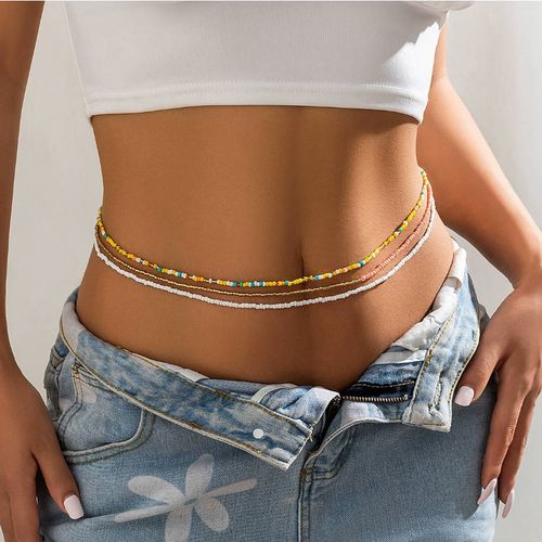 Summer beach rice bead belly button waist chain & waist chain & sexy elastic beaded waist ornaments