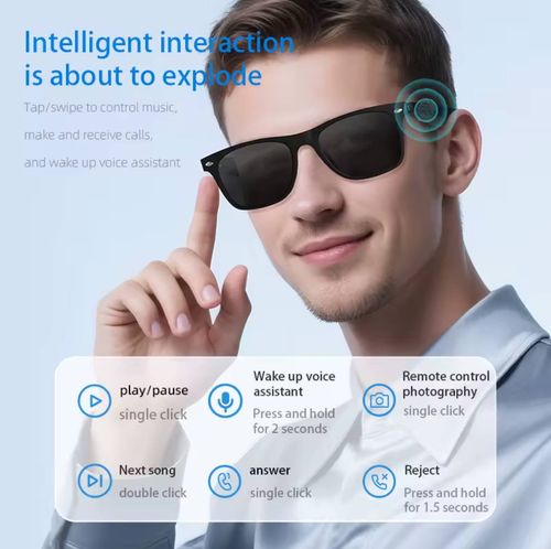 Smart Bluetooth Sunglasses for Men and Women Voice Assistant Driving Suitable for Apple and Huawei