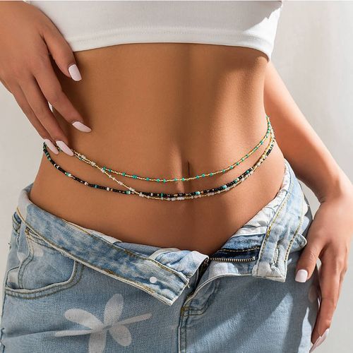 Summer beach rice bead belly button waist chain & waist chain & sexy elastic beaded waist ornaments