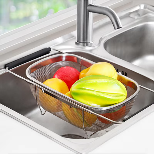 Stainless Steel Expandable Multi-Purpose Colander Basket – Kitchen Sink Strainer for Washing Vegetables, Fruits