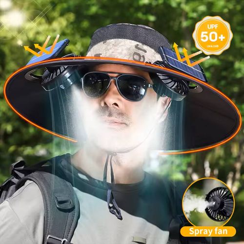 SolarCool Pro Hat - UV-Proof Ventilated Cap with Misting Fan for Outdoor Adventures