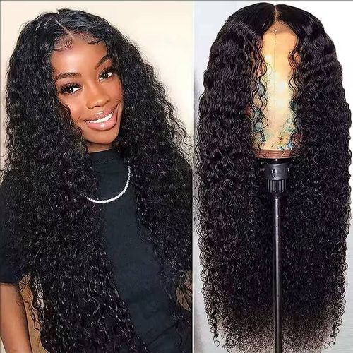 Women's Short Black Kinky Curly Bob Wig - Synthetic Afro Hair Wig with Adjustable Cap