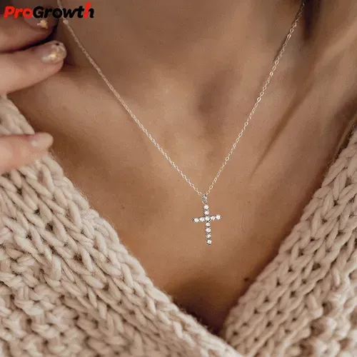 Crown Cross Necklace with Zirconia