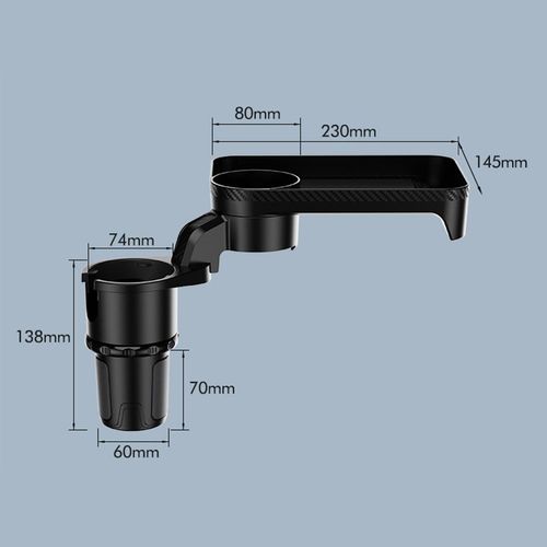 The cup holder on the vehicle-mounted tray can be rotated and divided into two parts.