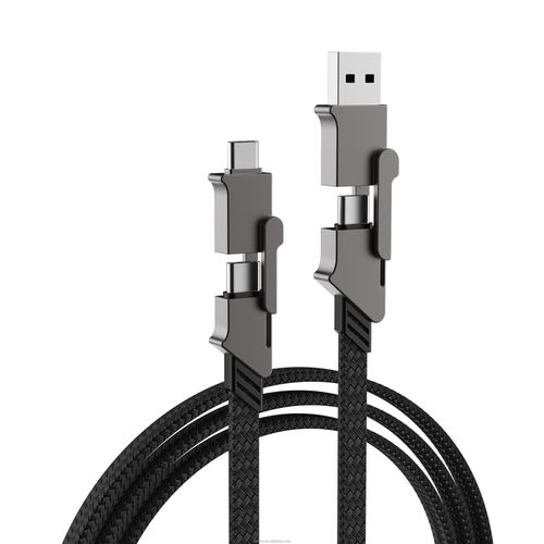 Four-in-one alloy braided multi-device fast charging data cable