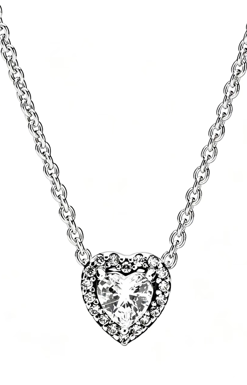 Silver Plated Faux Diamond Heart Pendant Necklace, Romantic Gift for Girlfriend