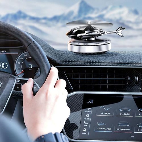Modern Luxury Air Purifier Solar Powered Helicopter Ornament Car Decoration Rotating Perfume Fragrance Lamp In-Car Light Sensing