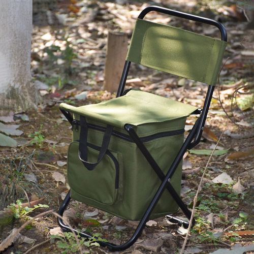 Folding Camping Chair with Cooler Folding Camping Ice Pack Chair with Storage Bag Backrest Insulation Function Folding Chair