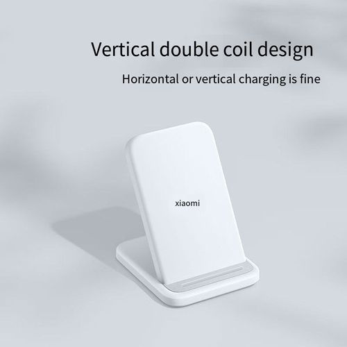For Xiaomi 30W Vertical Wireless Charger Dual Coil Fast Charging Stand Qi Compatible for iPhone Samsung Xiaomi Smartphones