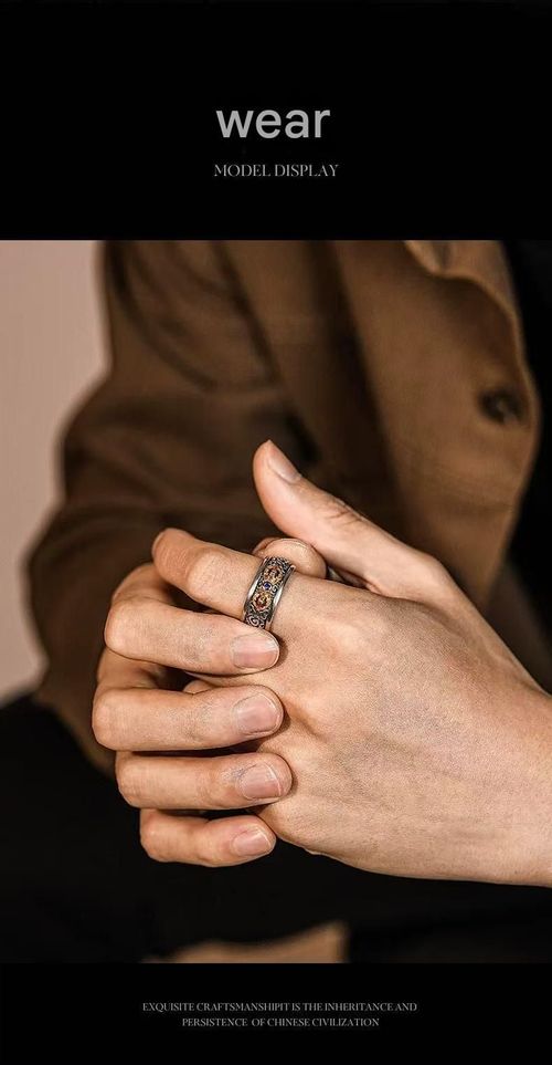 Vintage Exquisite Style Vajra Ring, Silver-Plated Gold with Blue Crystal & Cloud Pattern, Open Adjustable, Men's Unique Design for Blessing & Evil-Averting, Gift Box Packaging