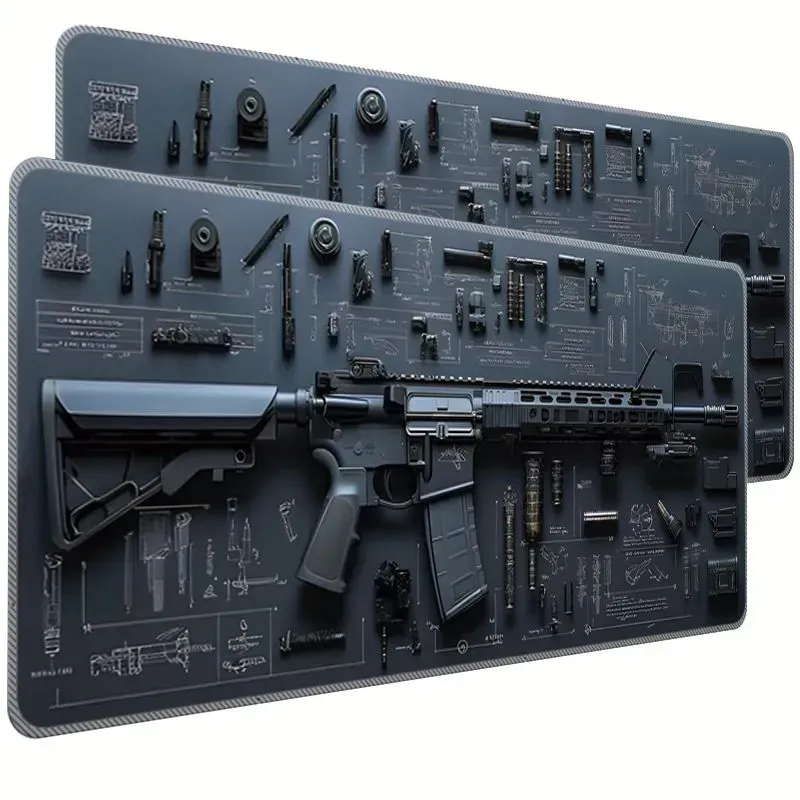 Creative 3D Mouse Pad: Gun Disassembly Diagram, Lifelike Effect, Exquisite Workmanship, Natural Rubber Material, Anti-slip and Wear-resistant