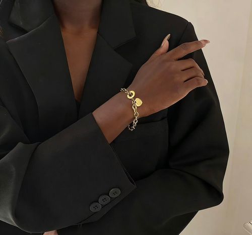 Heart Titanium Steel Bracelet | Stylish OT Clasp | Perfect for Couples & Daily Wear