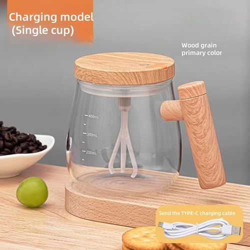 Auto-Stirring Glass Water Cup | Rechargeable, Heat-Resistant for Home & Office ☕