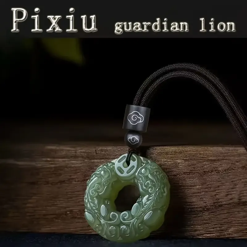 Natural Chinese Chalcedony Hand Carved Jade Pendant Necklace Fashion Lovers Jewelry Carved Agate Black Buckle Pendant