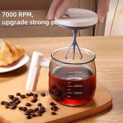 Auto-Stirring Glass Water Cup | Rechargeable, Heat-Resistant for Home & Office ☕