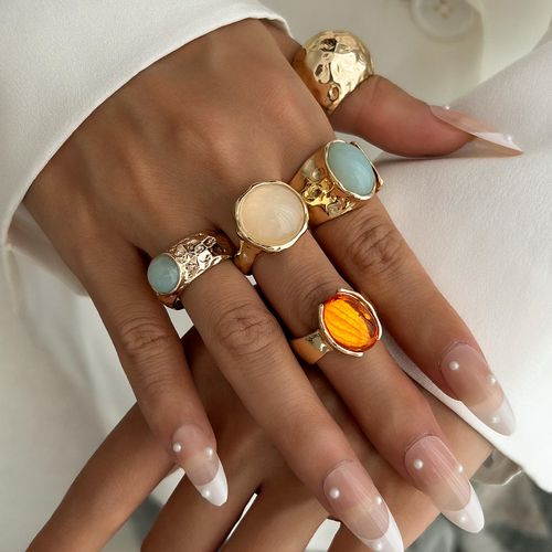 Chic Irregular Diamond Ring Set | Retro Alloy Jewelry for Fashion-Forward Women ✨