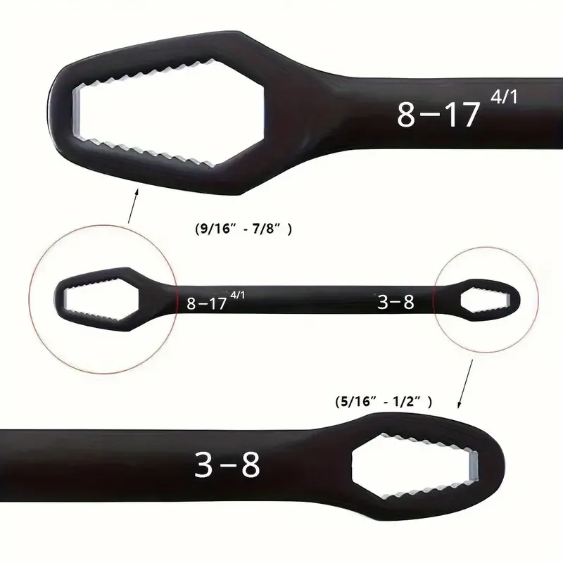 ⚙️ Dual-Head Self-Tightening Wrench Pro｜HRC60 Chrome Vanadium Rustproof Monster｜3-17mm Ultra-Wide Grip!