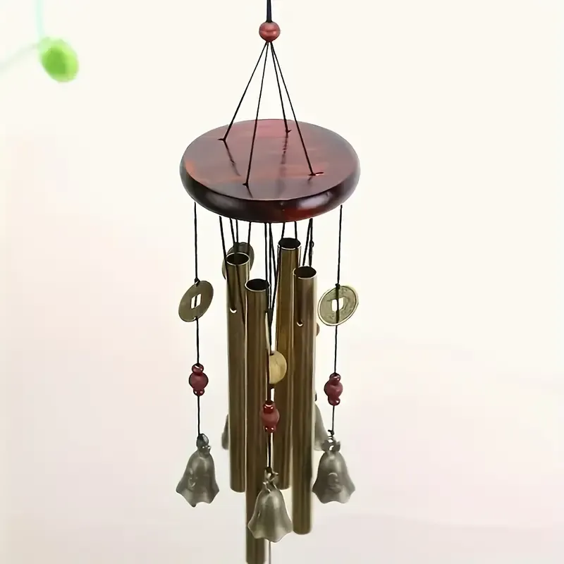 Zen Melody Wind Chimes Handcrafted Redwood Dome & Antique Coins, 12-Tone Melodies in Breeze. Elevate your patio or balcony or tea time with nature's symphony 🎐✨