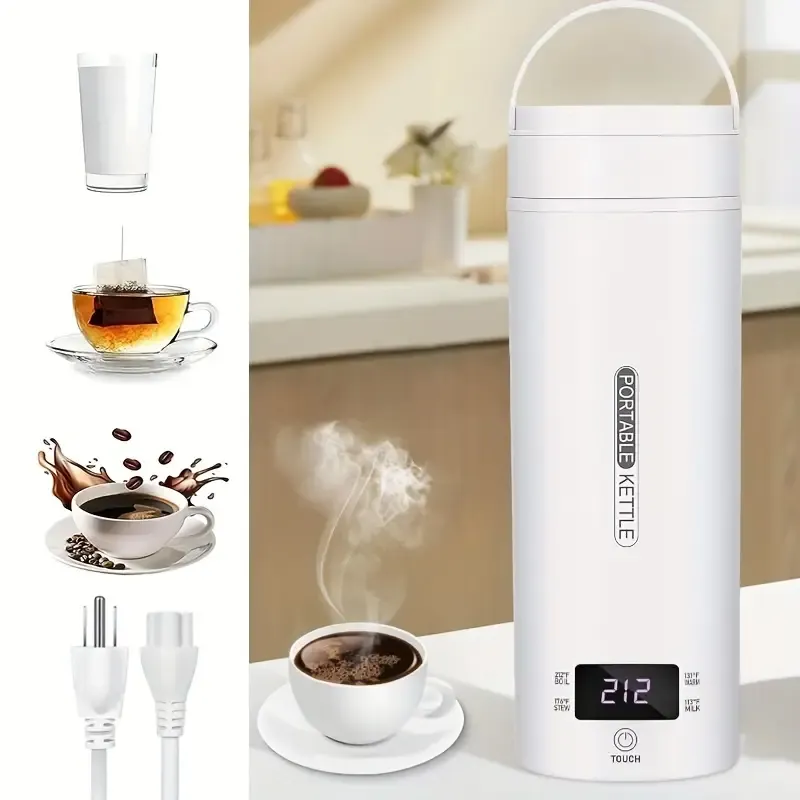 4D Smart Kettle – 7s Boil, 360° Leak-Proof, Baby-Safe 304 Steel | Travel or Office or Home All-in-One Hydration Pro