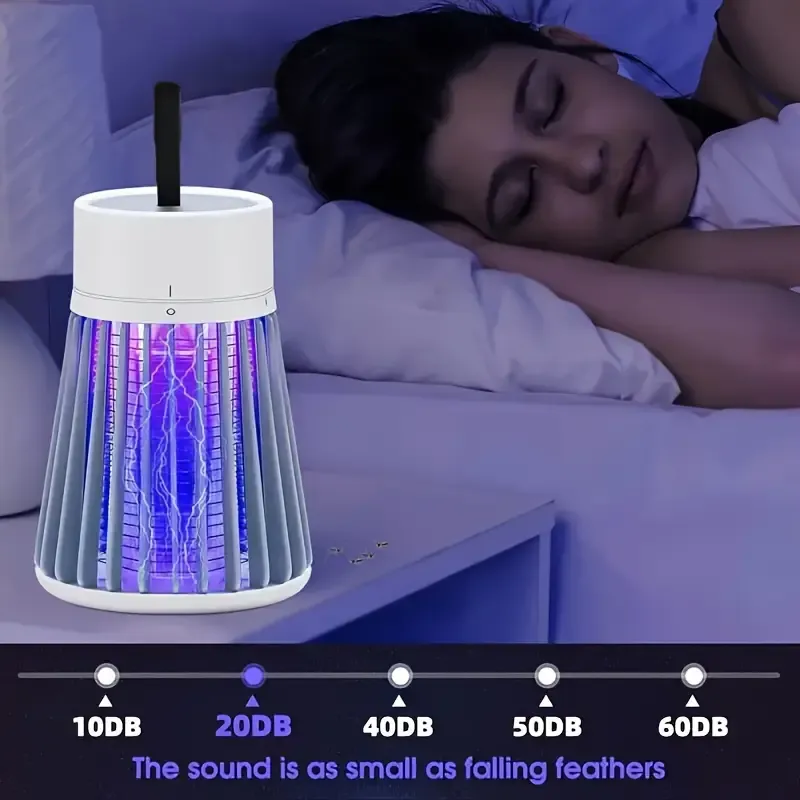 Baby-Safe Purple UV Silent Mosquito Killer｜368nm Trap + Electric Grid Dual Protection｜Nordic Style Night Light