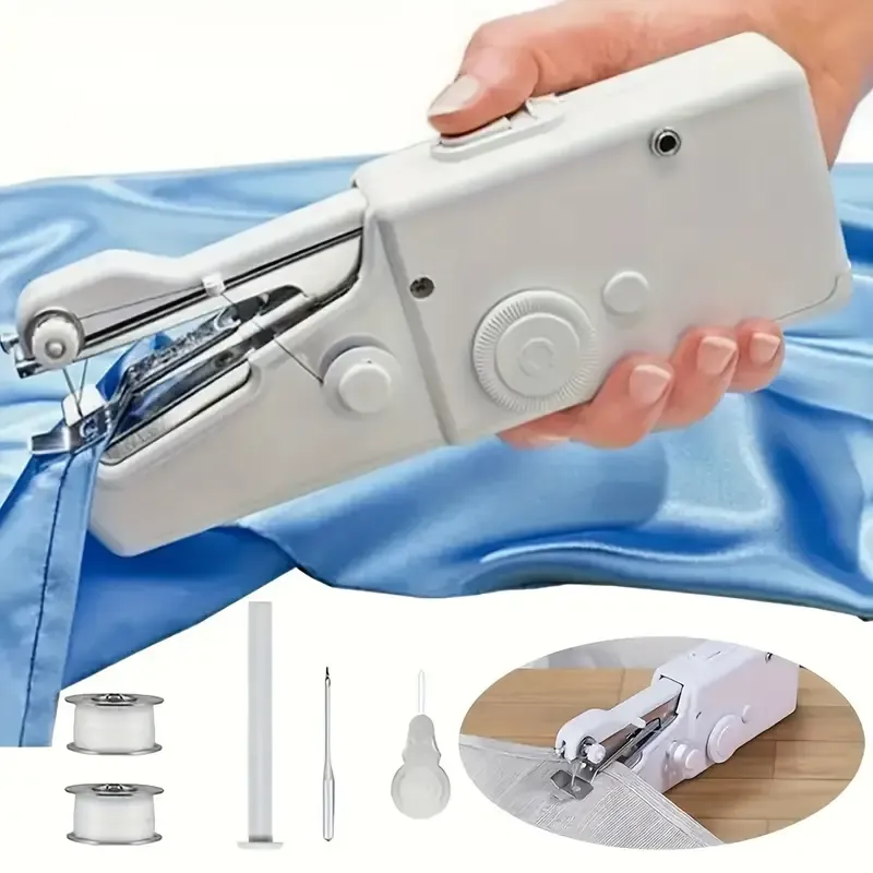 🚀 Pocket Sewing Pro Travel Essential! Mini Handheld Sewing Machine Kit with Quick-Thread & 5-in-1 Accessories for Emergency Hemming, Curtains & DIY✨