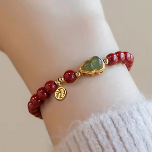 🛍️Lucky Blessing Bracelet🌟 Red Agate Fortune with Golden Coins｜Oriental Charm