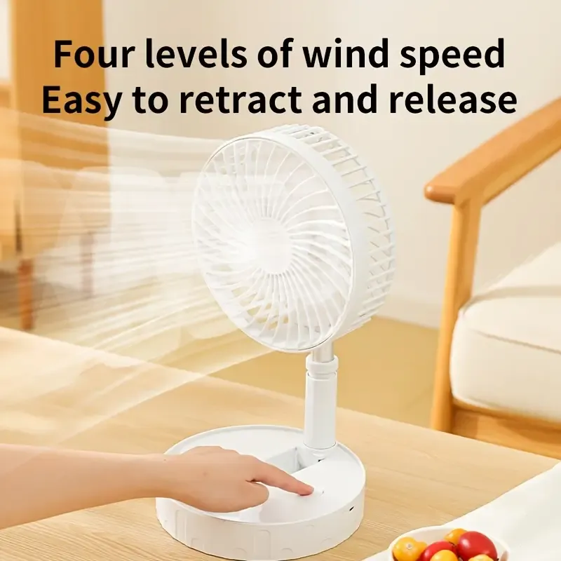 4-in-1 Tech Fan 3-sec Foldable + 100cm Extendable + Ice-Glow Breeze + Wireless Rotation｜Office or Camping or Sleep Fan