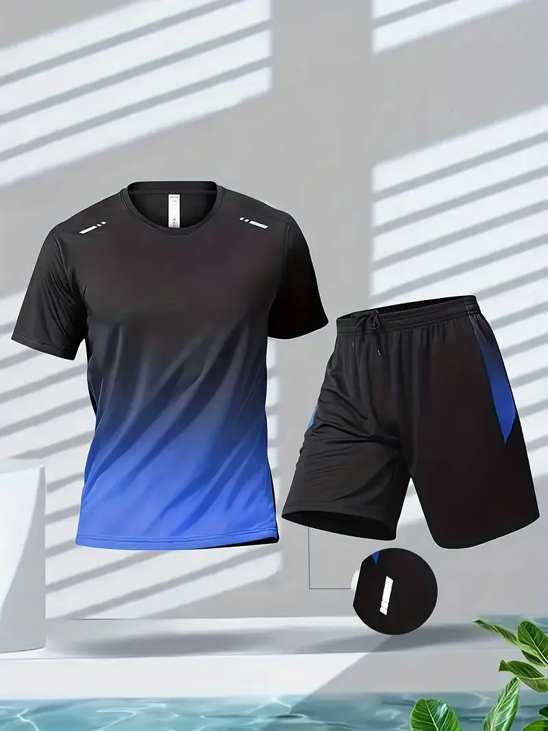 🌟 Men's Gradient Sports Set｜4 Colors! Quick-Dry & Breathable for Any Scene