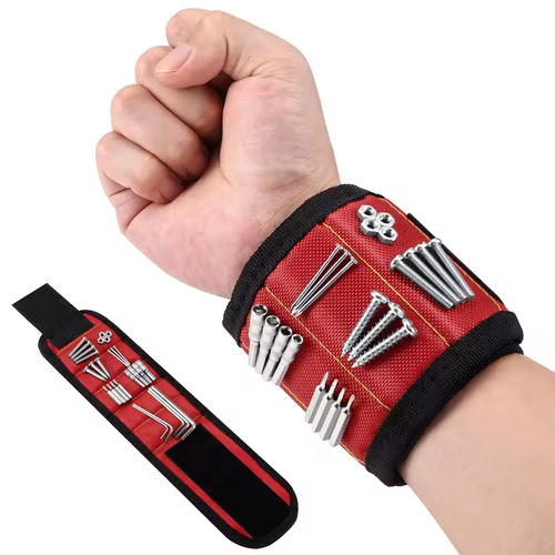 2PC Strong Magnetic Wristbands｜Electrician Carpenter Portable Tool Organizer｜Double Magnet Straps Hold Screws Nails｜Breathable Waterproof