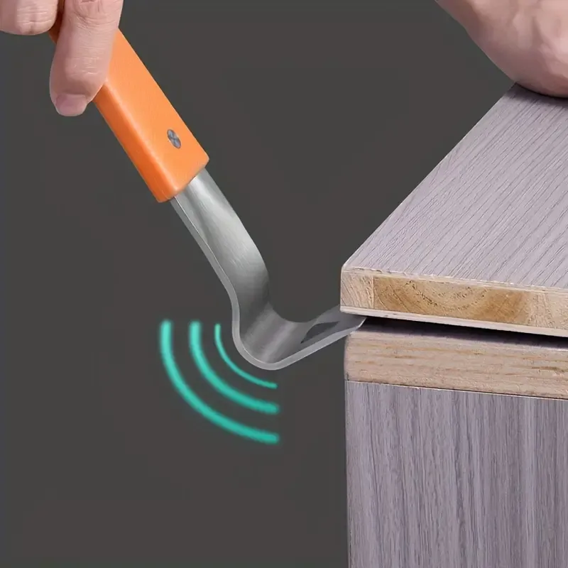 ✨Magic Pry Bar: Effortless Bending Design｜Stainless Steel Woodworking Tool｜Anti-Slip Orange Handle for Precision Repairs