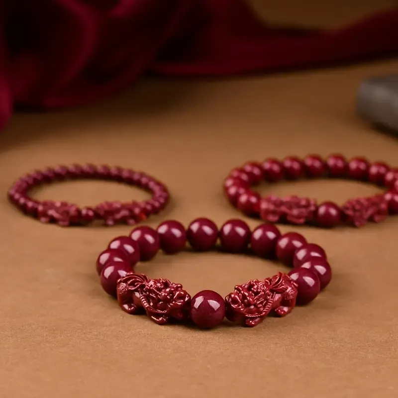 🌟「Double Pixiu Cinnabar Bracelet｜Ancient Talisman × Modern Minimalism｜Global Certified」