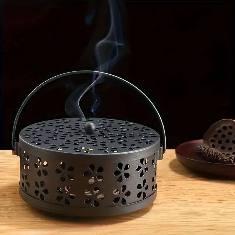 Oriental Zen Anti-Scald Mosquito Coil Holder + Incense Burner Set | Hollow Dustproof + Natural Aroma, Bedroom Camping Baby-Safe