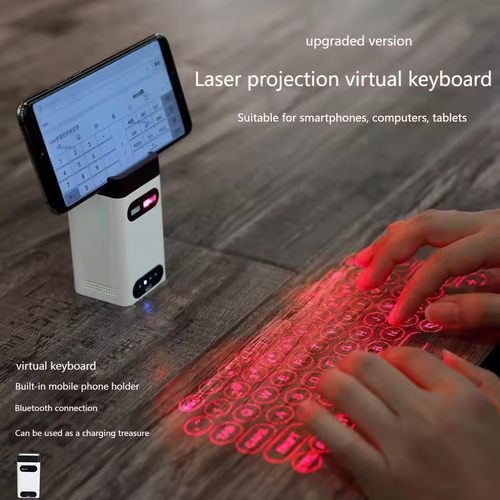 3-in-1 Laser Projection Keyboard & Mouse Combo | Phone Holder + Power Bank + Multi-Device Instant Pairing