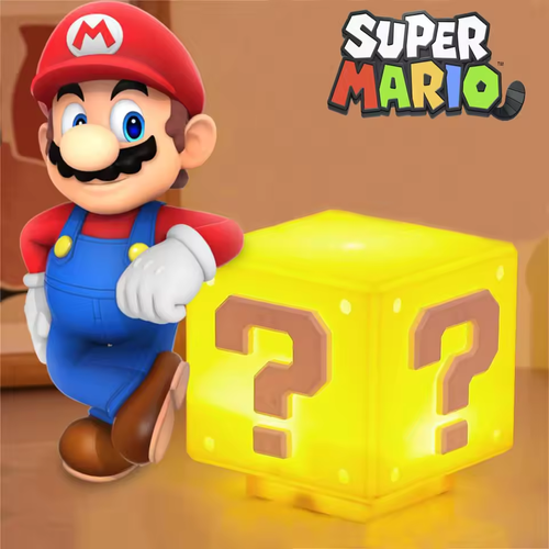 Mario Night Light! Music + LED Question Mark | USB Charging | Kids Room-Birthday Gift