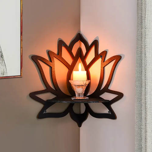 ✨Floating Zen Lotus Shelf - No Drill Multi-Use Wooden Display for Plants, Candles & Home Decor - Buy One Get One Free
