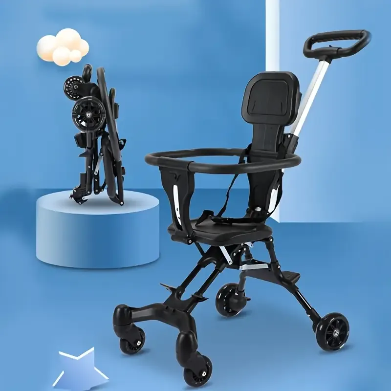 3-Step Fold Black Tech Stroller! Travel the world, picnic  stroll anywhere – Fold into luggage or backpack or trunk!