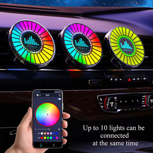 RGB Music Rhythm LED Light with Aromatherapy Rechargeable Car Desktop Ambiance Lamp（2pcs）