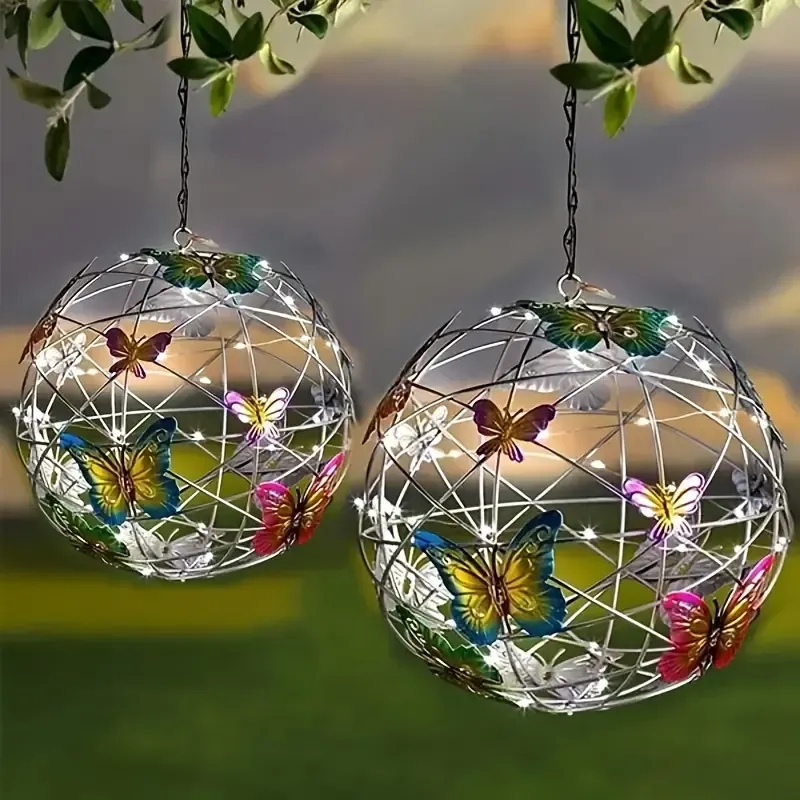 🌙✨Day or Night Butterfly Globe Lamp｜Solar-Powered Ambient Art｜Patio→Bedroom→Garden Multi-Scene Magic｜Waterproof & Foldable